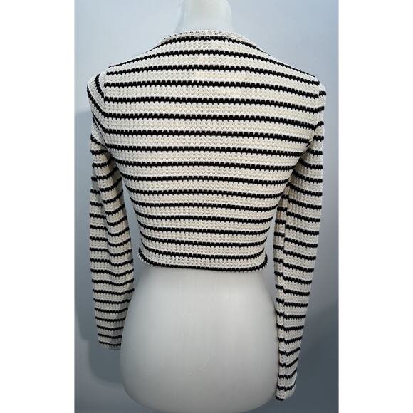 Cotton Emporium Striped Knit Crop Cardigan Button Front Nordstrom XS NWT - Picture 5 of 6